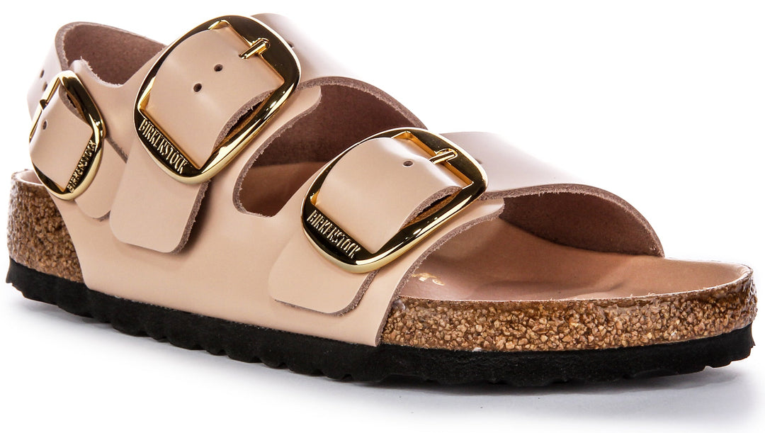 Birkenstock Milano Big Buck Elegant Pin Sandales en Cuir Beige