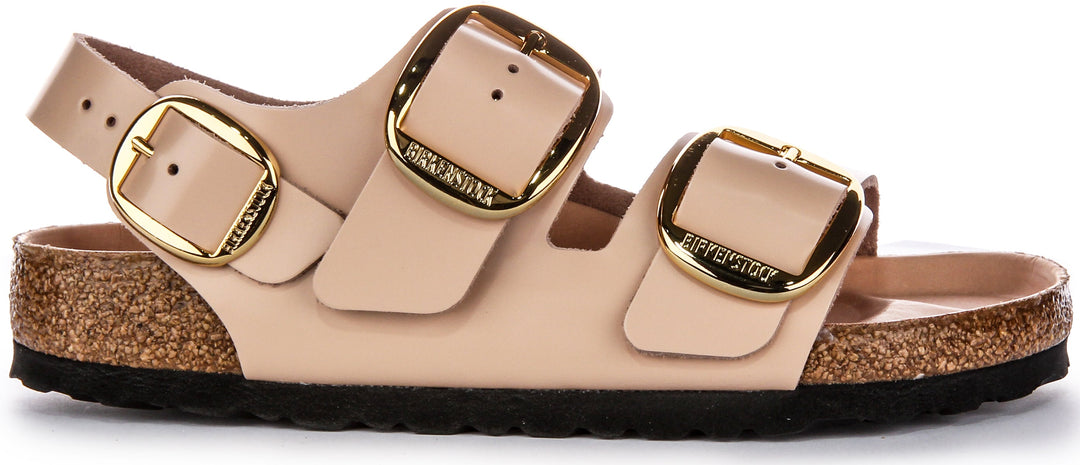 Birkenstock Milano Big Buck Elegant Pin Sandales en Cuir Beige
