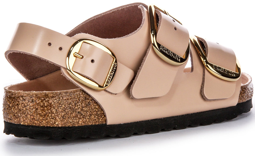 Birkenstock Milano Big Buck Elegant Pin Sandales en Cuir Beige
