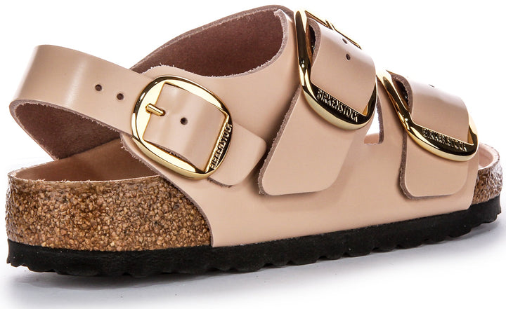 Birkenstock Milano Big Buck Elegant Pin Sandales en Cuir Beige