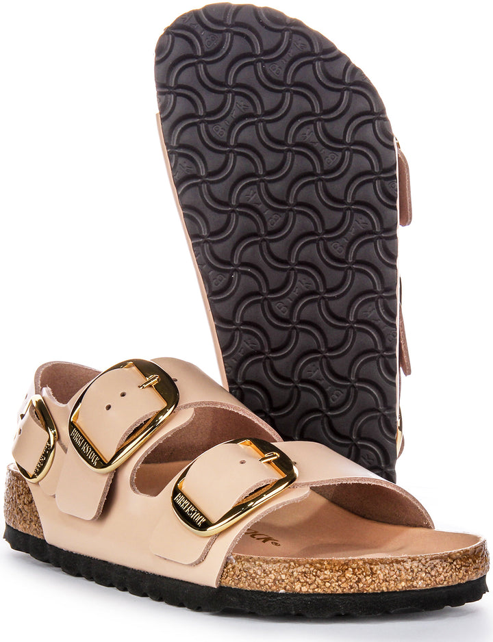 Birkenstock Milano Big Buck Elegant Pin Sandales en Cuir Beige