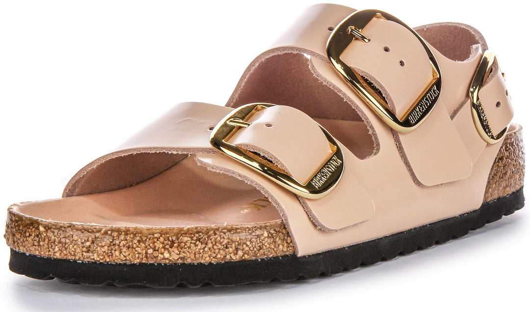 Birkenstock Milano Big Buck Elegant Pin Sandales en Cuir Beige
