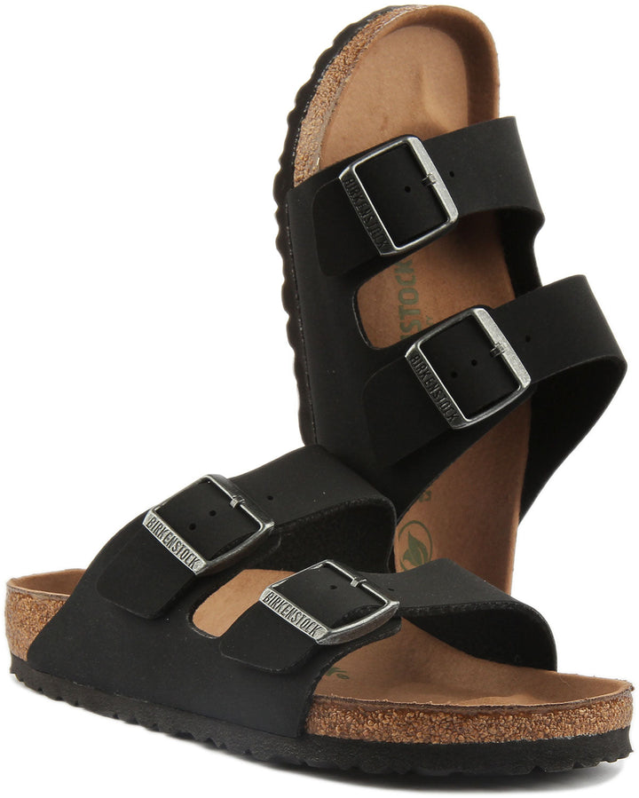 Birkenstock Arizona Vegan Sandali da donna in Birko Flor in nero