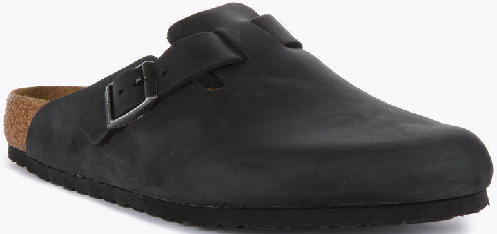 Birkenstock Boston BS Sandalo in pelle oliata da donna in nero