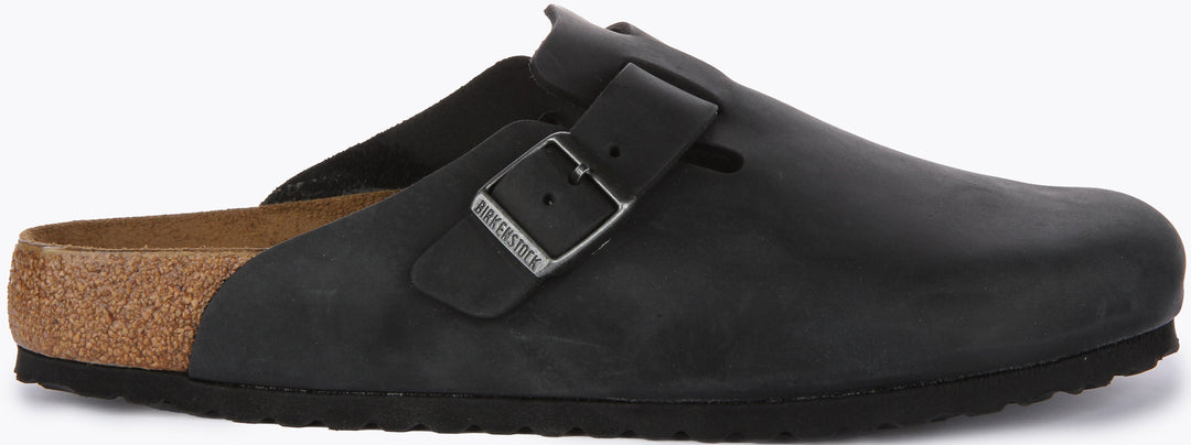 Birkenstock Boston BS Sandalo in pelle oliata da donna in nero
