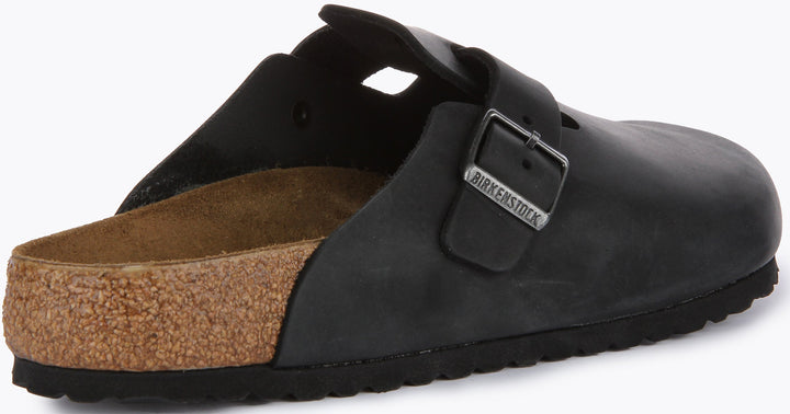 Birkenstock Boston BS Sandalo in pelle oliata da donna in nero
