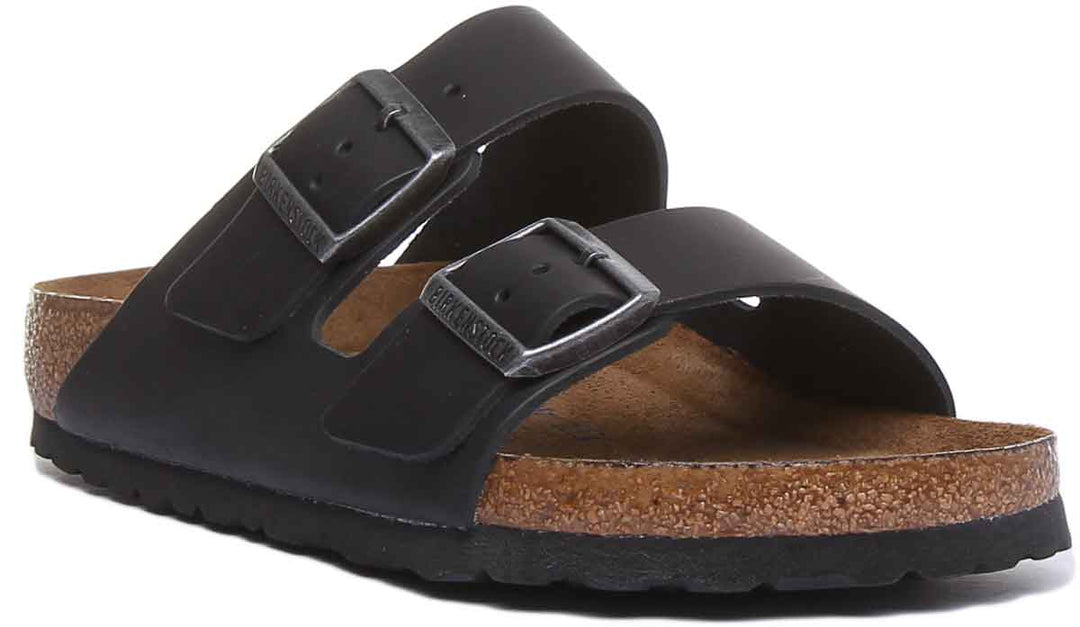 Birkenstock Arizona SFB Sandale à lanière en cuir huilé poure en noir