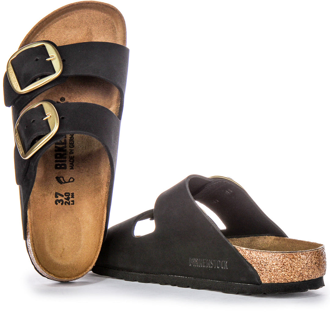 Birkenstock Arizona Big Buckle Sandali in pelle scamosciata da donna neri