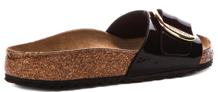 Birkenstock Madrid Big Buckle In Black Patent For Women | Regular Fit
