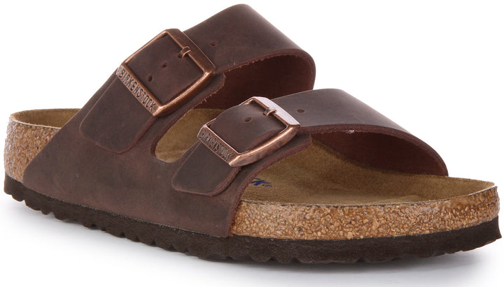 Birkenstock Arizona SFB Sandalo con cinturino in pelle oliata marrone cioccolato