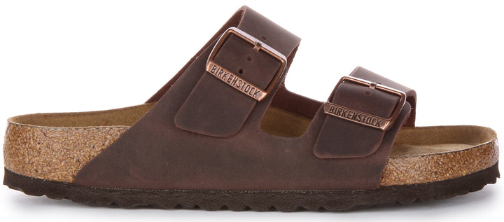 Birkenstock Arizona SFB Sandalo con cinturino in pelle oliata marrone cioccolato