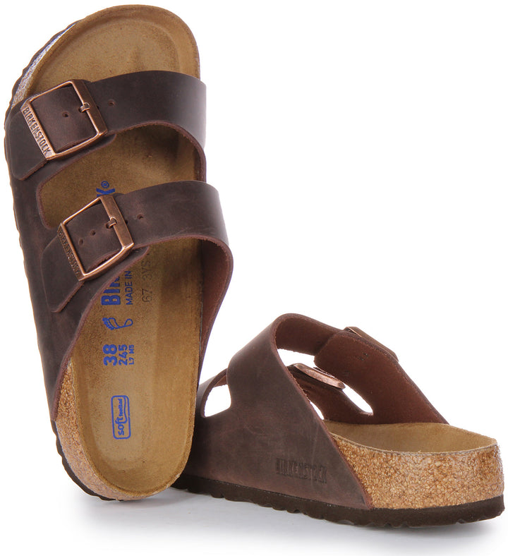 Birkenstock Arizona SFB Sandalo con cinturino in pelle oliata marrone cioccolato