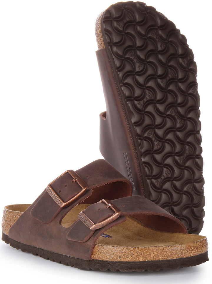 Birkenstock Arizona SFB Sandalo con cinturino in pelle oliata marrone cioccolato