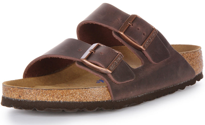 Birkenstock Arizona SFB Sandalo con cinturino in pelle oliata marrone cioccolato