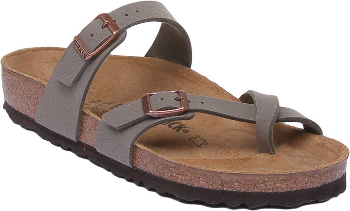 Birkenstock Mayari Elektrisk sandal med metalliska remmar för kvinnor i stenfärg