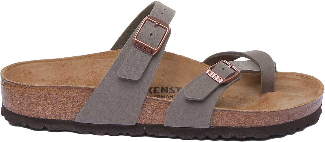 Birkenstock Mayari Elektrisk sandal med metalliska remmar för kvinnor i stenfärg
