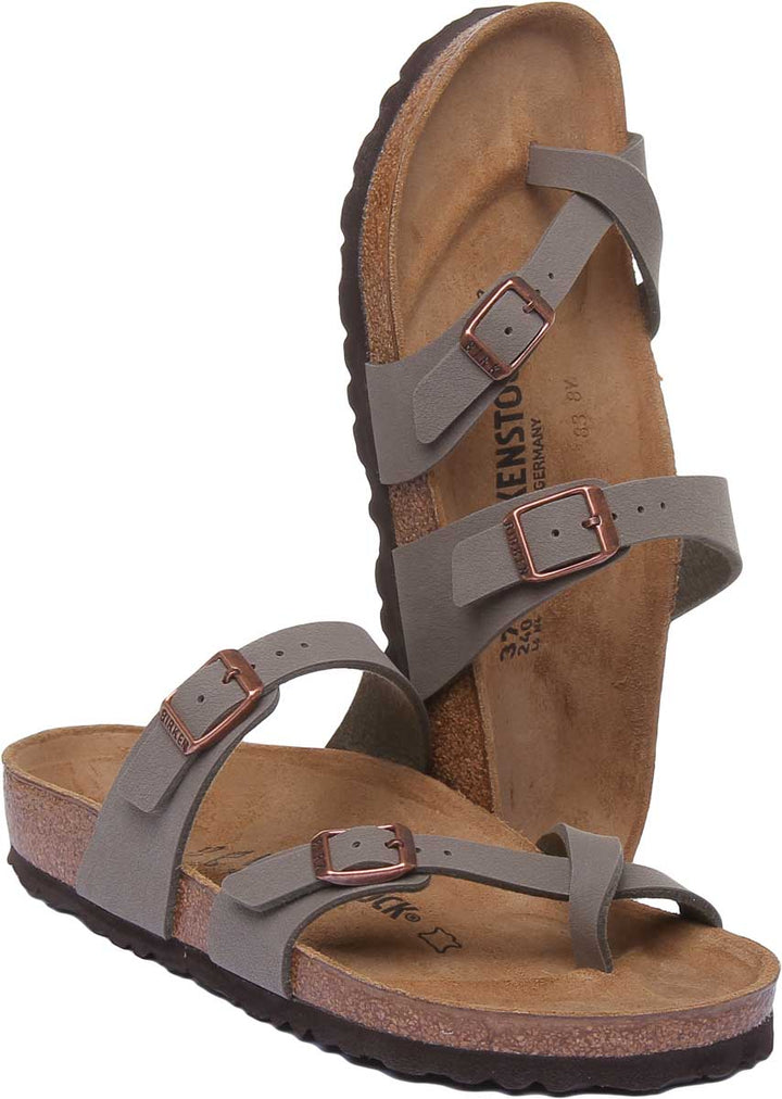Birkenstock Mayari Elektrisk sandal med metalliska remmar för kvinnor i stenfärg