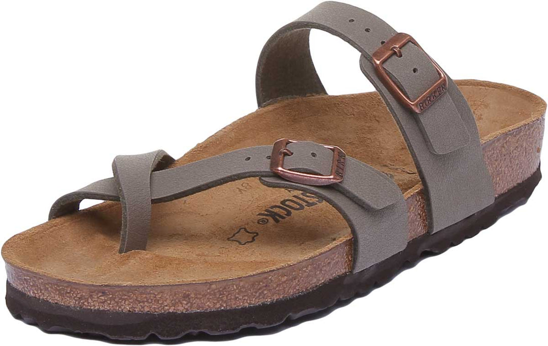 Birkenstock Mayari Elektrisk sandal med metalliska remmar för kvinnor i stenfärg