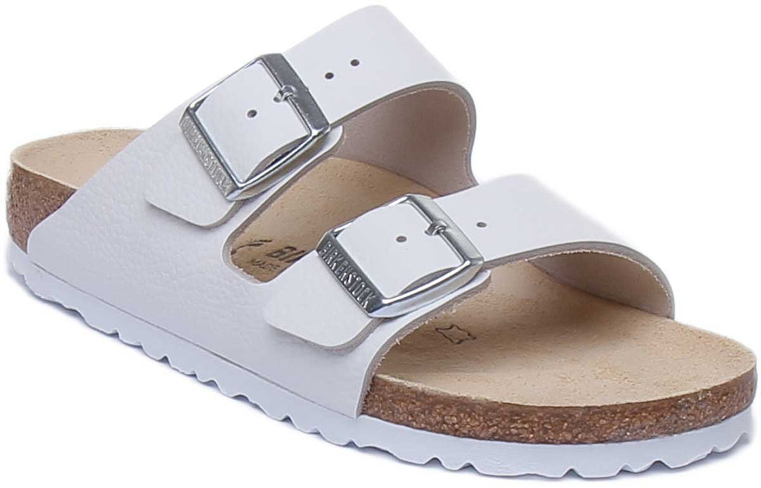 Birkenstock Arizona Sandalo con cinturini in pelle nabuk da donna in bianco