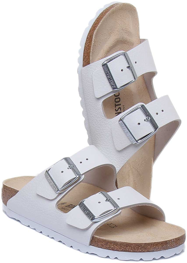Birkenstock Arizona Sandalo con cinturini in pelle nabuk da donna in bianco